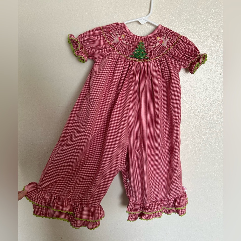 Christmas Smocked Jumpsuit